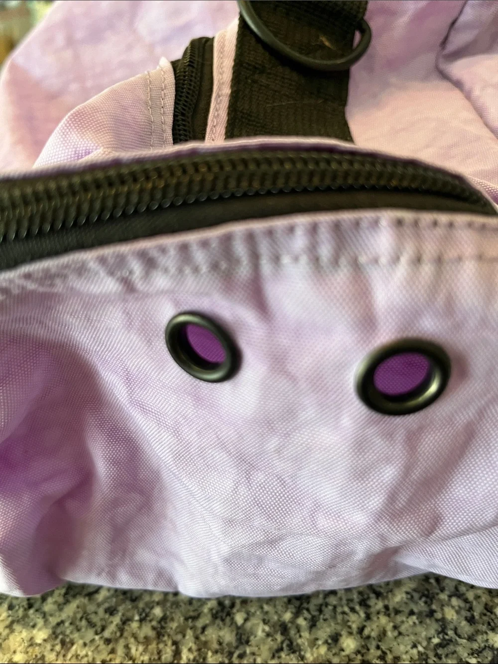 Kipling Lavender Nylon Tote with Monkey Charm and Black Trim